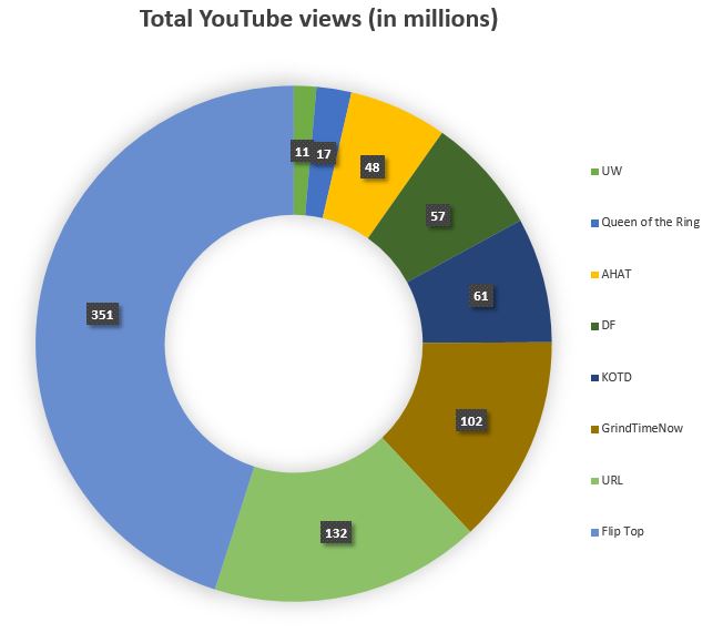 Indivualių organizacijų dvikovų peržiūrų kiekis Youtube